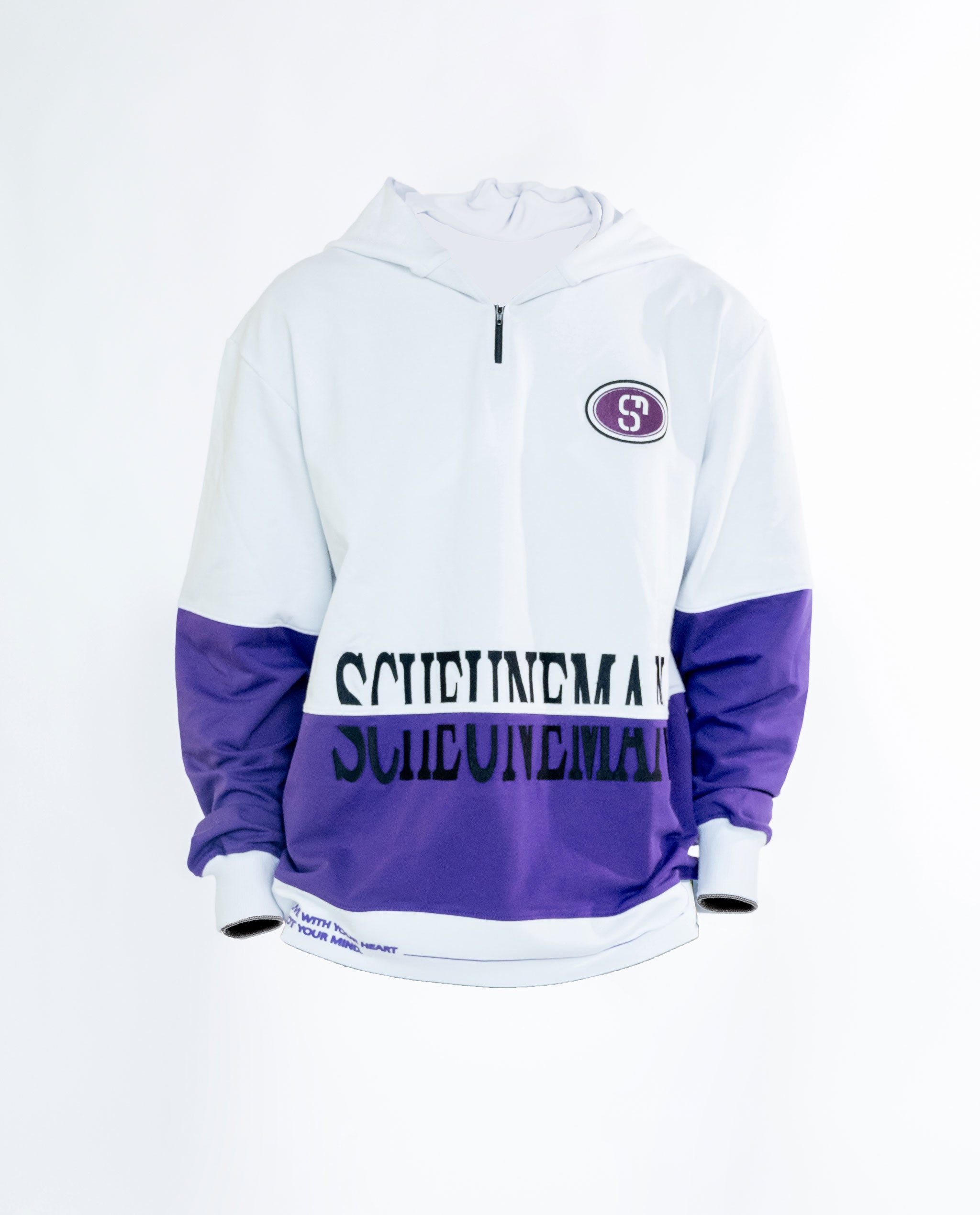 Half purple 2025 half white hoodie