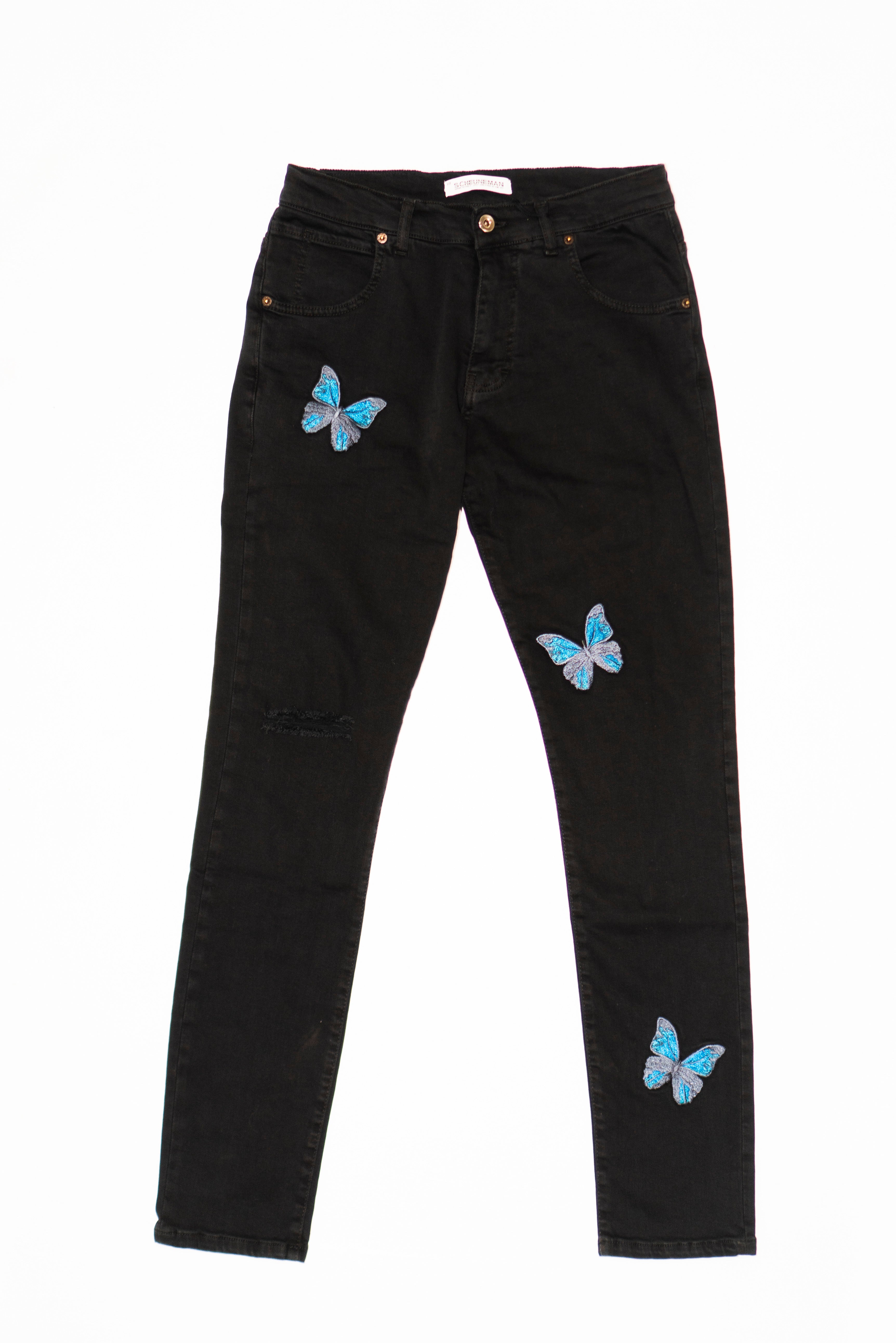 Embroidered Butterfly Jeans