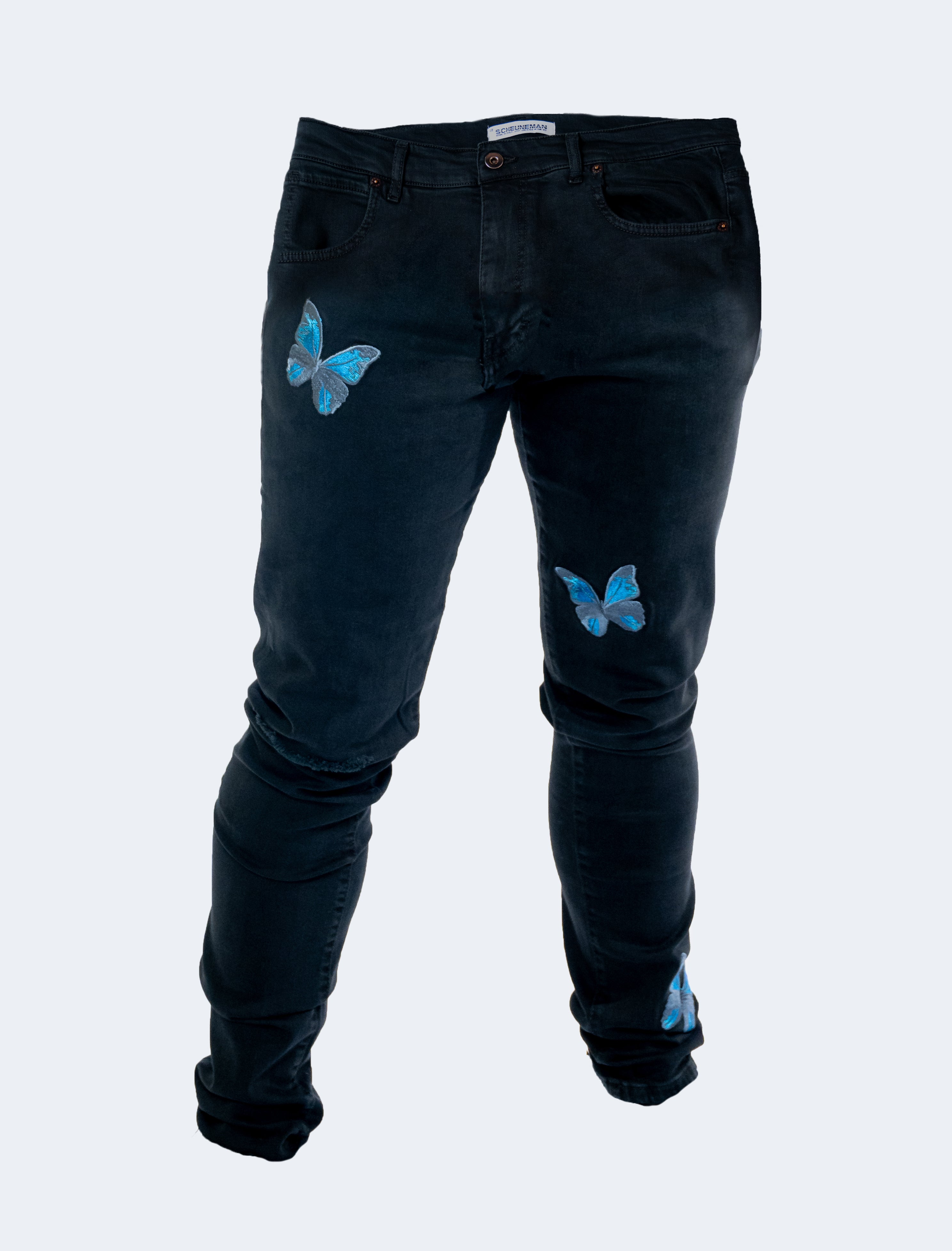 Embroidered Butterfly Jeans